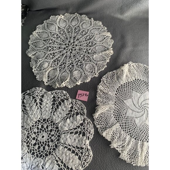 Vintage Hand-Crocheted Doilies Set of 3 - Picture 12 of 13